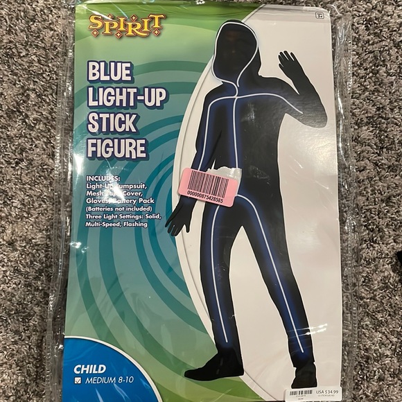 Spirit Costumes Kids Blue Light Up Stick Figure Costume Comes With